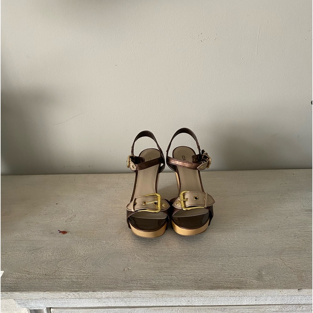 Brown wedge sandals